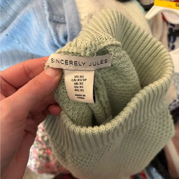 Sincerely Jules Textured Knit Wide Leg Light Green Pants Woman’s Size XS - Picture 4 of 6